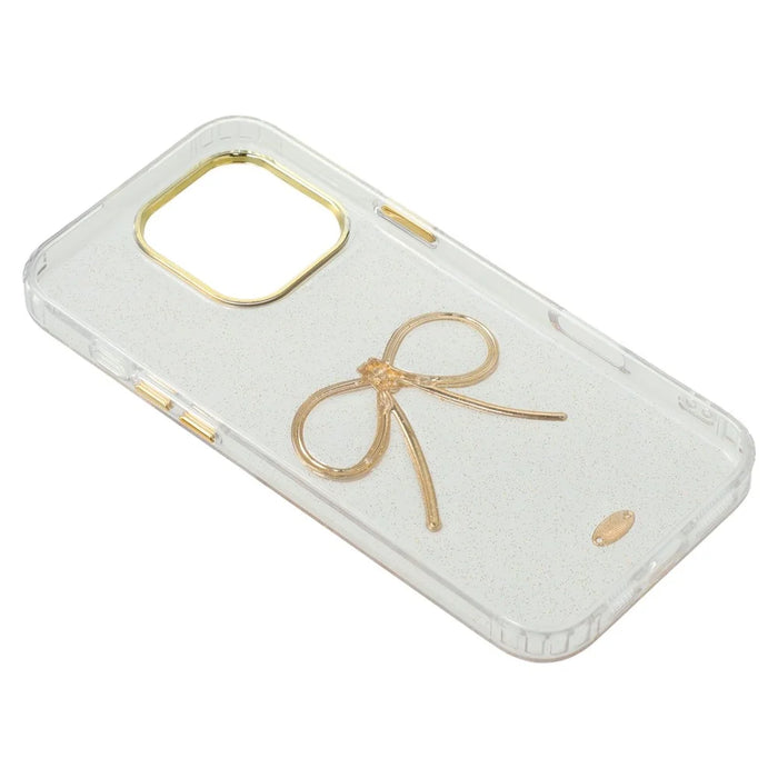 For iPhone 16 Pro Max Case Gold Bow Epoxy Design TPU + PC Phone Back Cover - 7