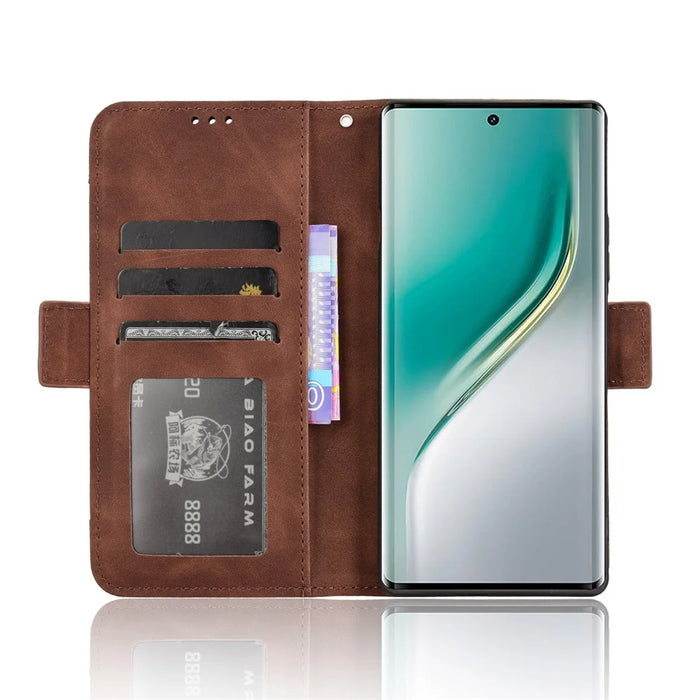 For TECNO Camon 40 4G CM5 Leather Case Phone Wallet Cover with Multiple Card Slots - Brown - 2