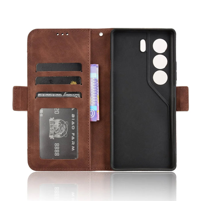 For TECNO Camon 40 4G CM5 Leather Case Phone Wallet Cover with Multiple Card Slots - Brown - 4