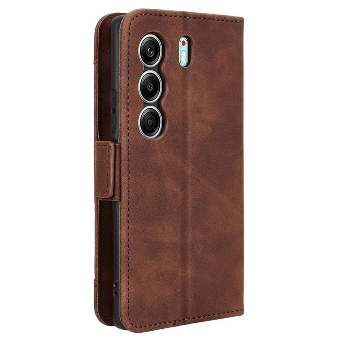 For TECNO Camon 40 4G CM5 Leather Case Phone Wallet Cover with Multiple Card Slots - Brown - 7