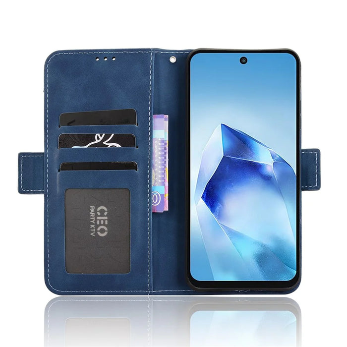 For itel Power 70 4G Leather Case Phone Wallet Cover with Multiple Card Slots - Blue - 2