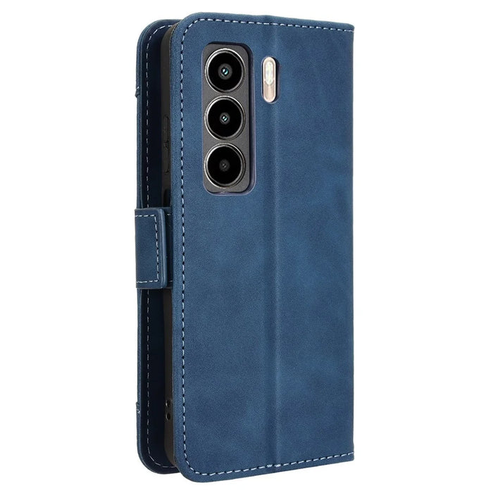 For itel Power 70 4G Leather Case Phone Wallet Cover with Multiple Card Slots - Blue - 7