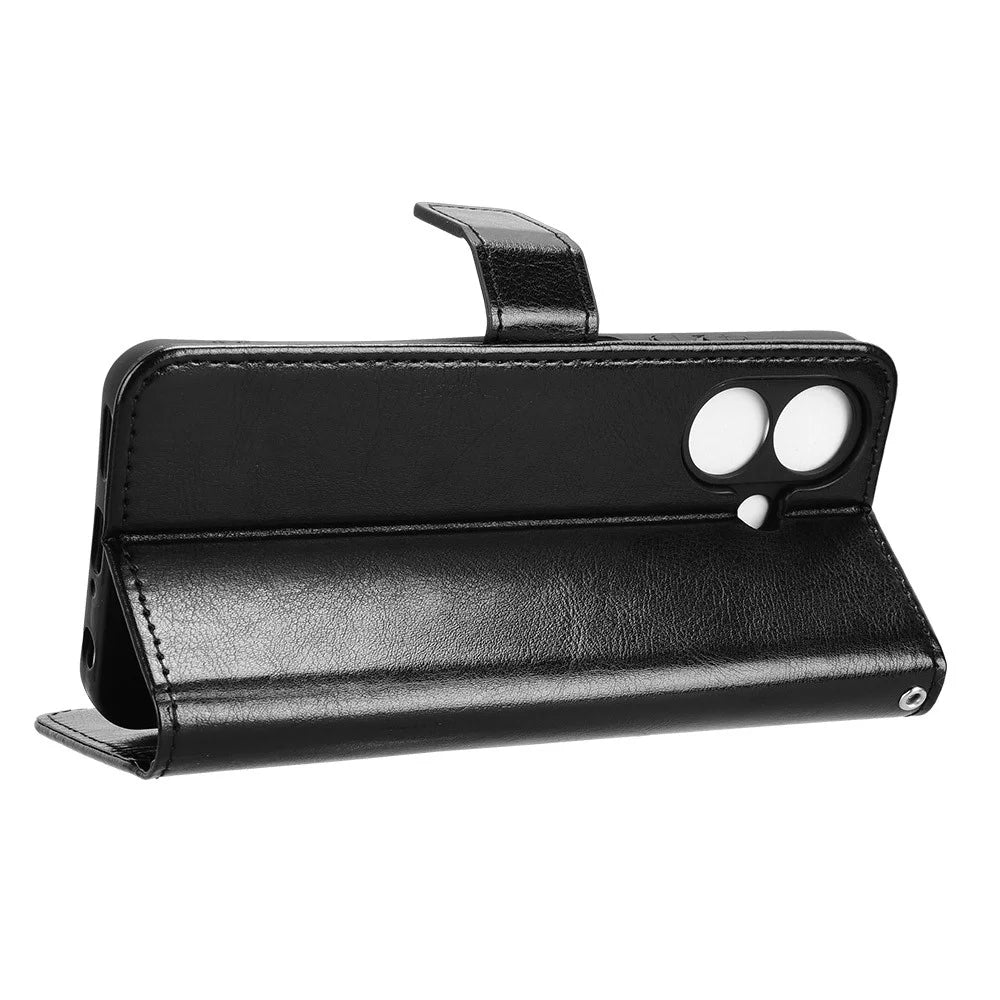 For Ulefone Note 21 Case Crazy Horse Texture PU Leather Phone Wallet Cover - Black - 3