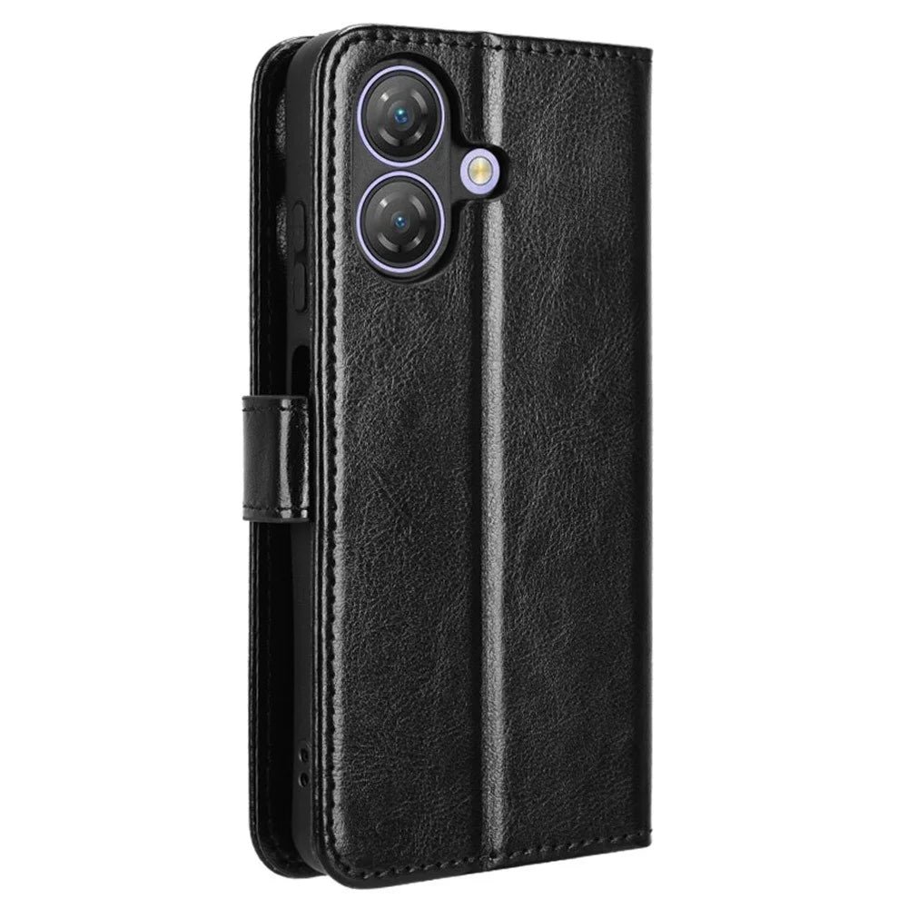 For Ulefone Note 21 Case Crazy Horse Texture PU Leather Phone Wallet Cover - Black - 7