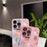 For iPhone 15 Pro Max Case Mirror Painted Kitten Design TPU + Acrylic Phone Cover - Pink - 7