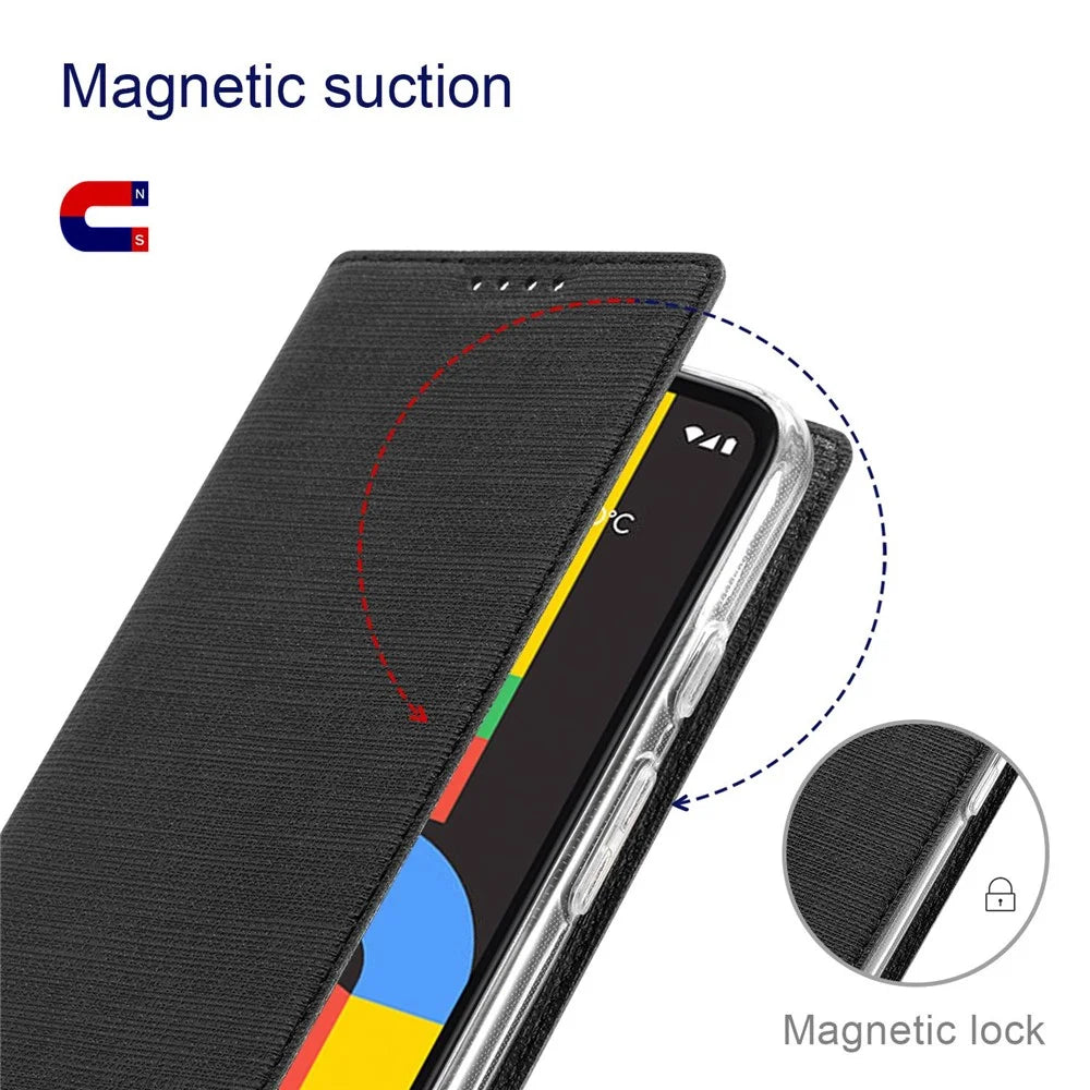VILI DMX Series for Google Pixel 7 Pro 5G PU Leather Flip Cover Stand Magnetic Auto Closing Protective Case with Card Holder - Black - 4