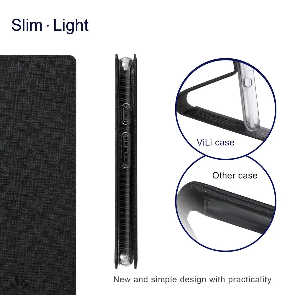 VILI DMX Series for Google Pixel 7 Pro 5G PU Leather Flip Cover Stand Magnetic Auto Closing Protective Case with Card Holder - Black - 5