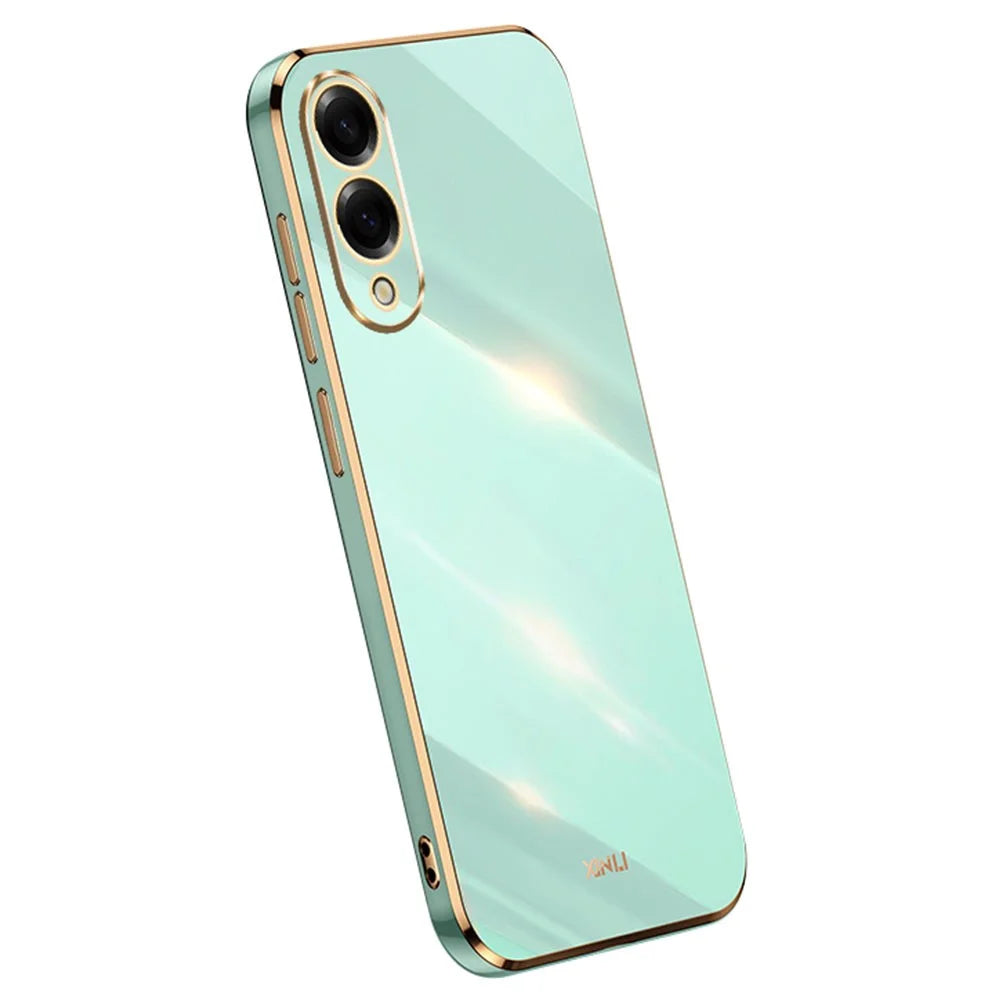XINLI For Samsung Galaxy S25 Edge Case TPU Phone Cover with Electroplating Frame - Cyan - 1