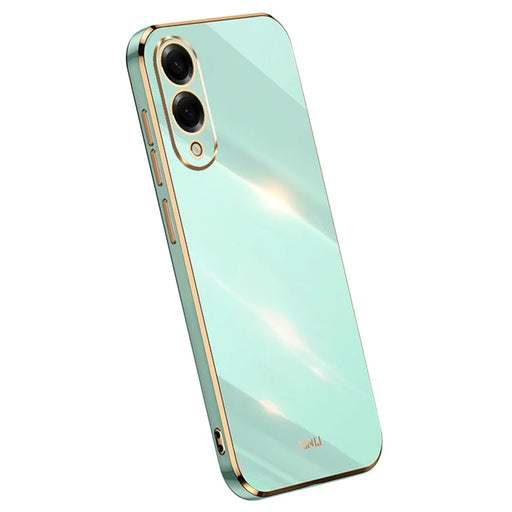 XINLI For Samsung Galaxy S25 Edge Case TPU Phone Cover with Electroplating Frame - Cyan - 1