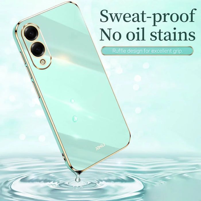 XINLI For Samsung Galaxy S25 Edge Case Ring Kickstand Electroplating TPU Phone Cover - Cyan - 4