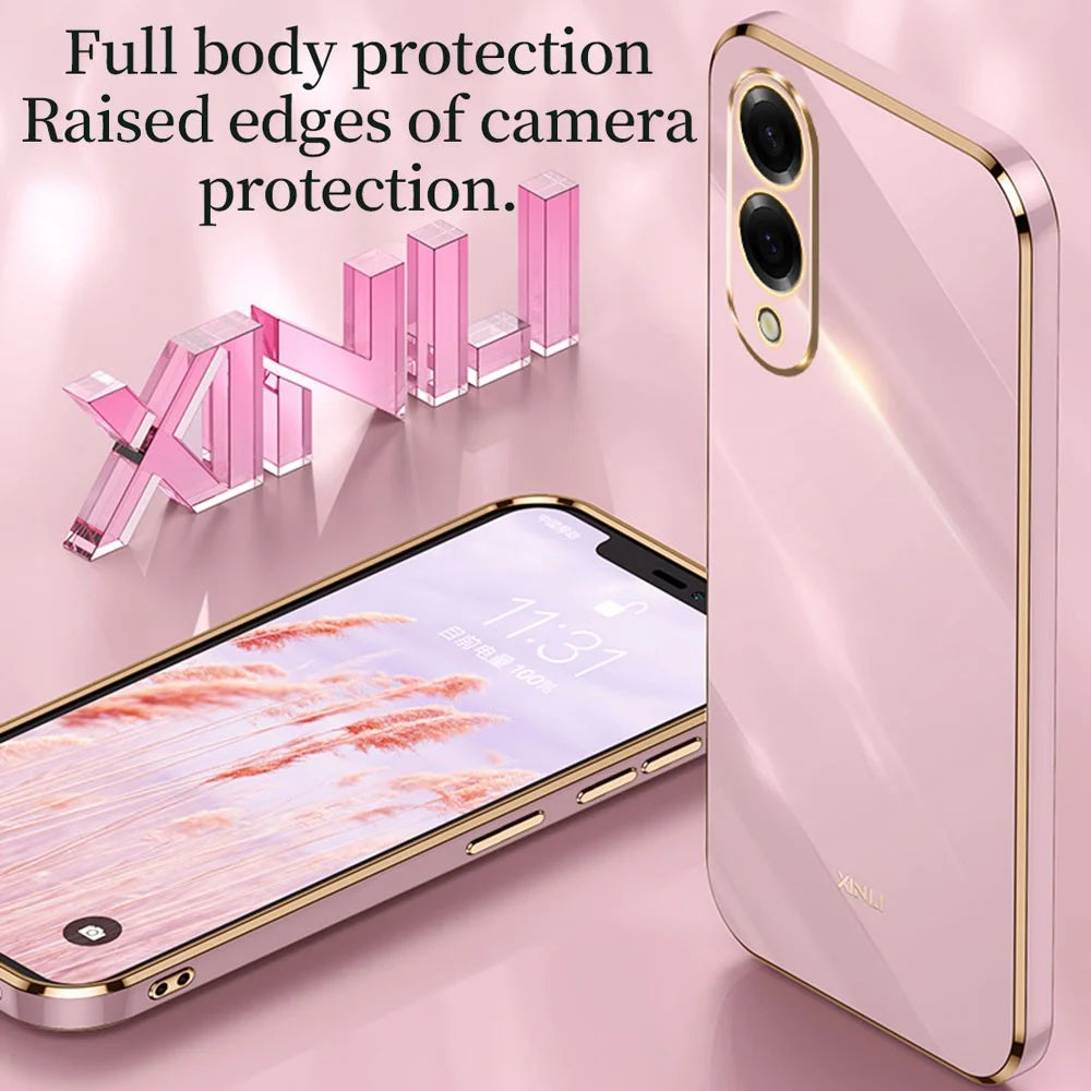 XINLI For Samsung Galaxy S25 Edge Case Ring Kickstand Electroplating TPU Phone Cover - Cyan - 5