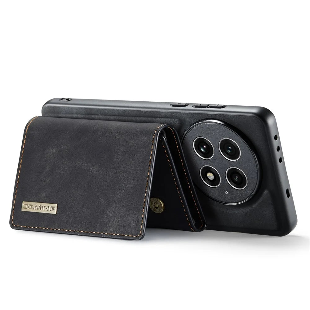 DG.MING M1 Series for OnePlus 13 Case Kickstand PU Phone Cover with Detachable Wallet - Black - 3