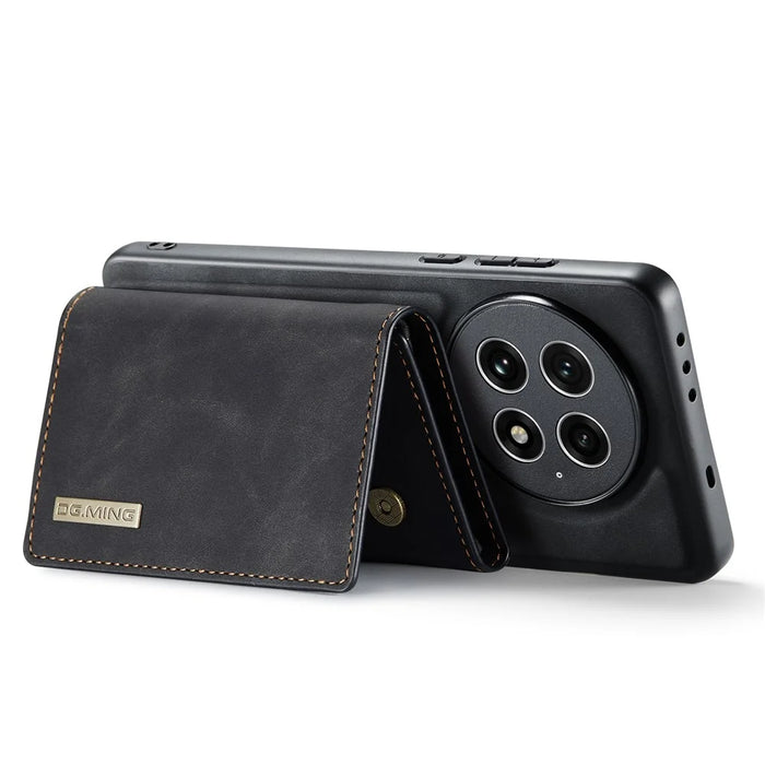 DG.MING M1 Series for OnePlus 13 Case Kickstand PU Phone Cover with Detachable Wallet - Black - 3