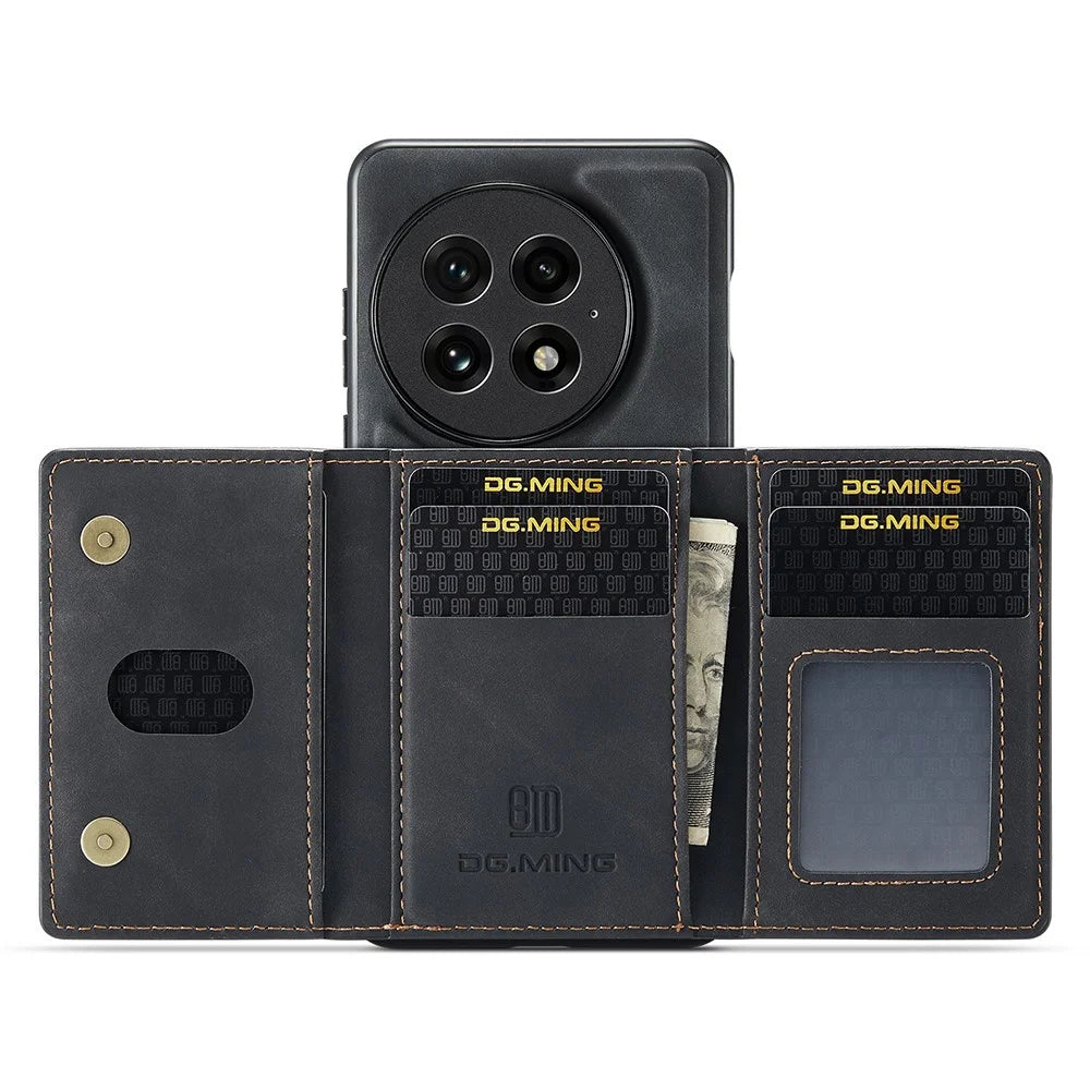 DG.MING M2 Series for OnePlus 13 Case PU + PC + TPU Phone Cover Detachable Wallet - Black - 4