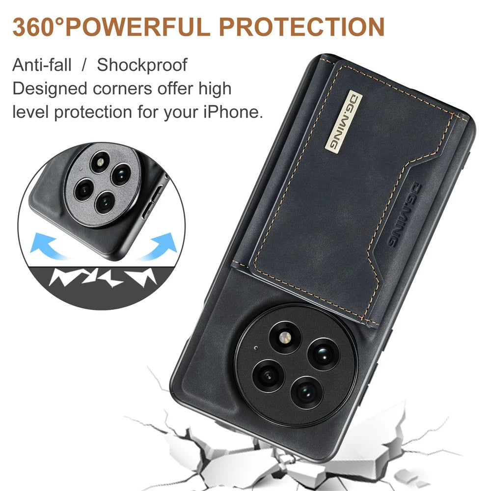 DG.MING M2 Series for OnePlus 13 Case PU + PC + TPU Phone Cover Detachable Wallet - Black - 7