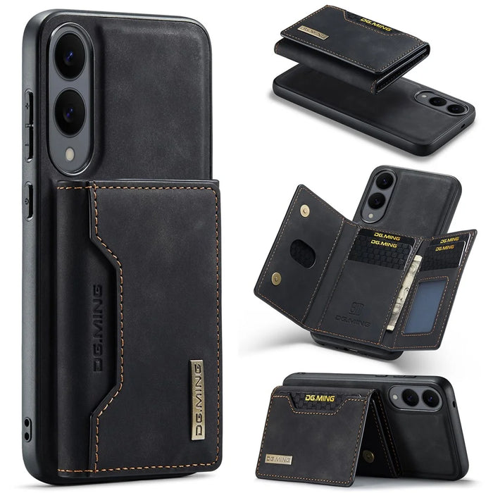 DG.MING M2 Series for Samsung Galaxy S25 Edge Case PU + PC + TPU Phone Cover Detachable Wallet - Black - 1
