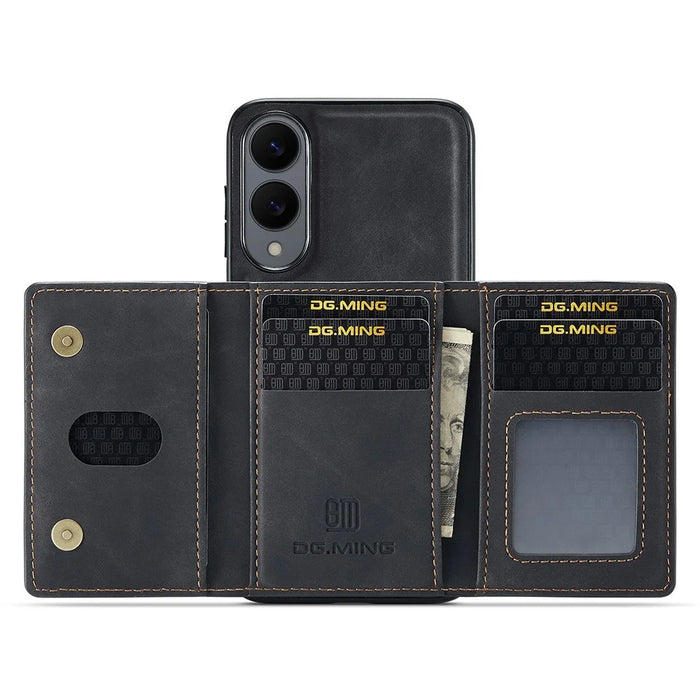DG.MING M2 Series for Samsung Galaxy S25 Edge Case PU + PC + TPU Phone Cover Detachable Wallet - Black - 2