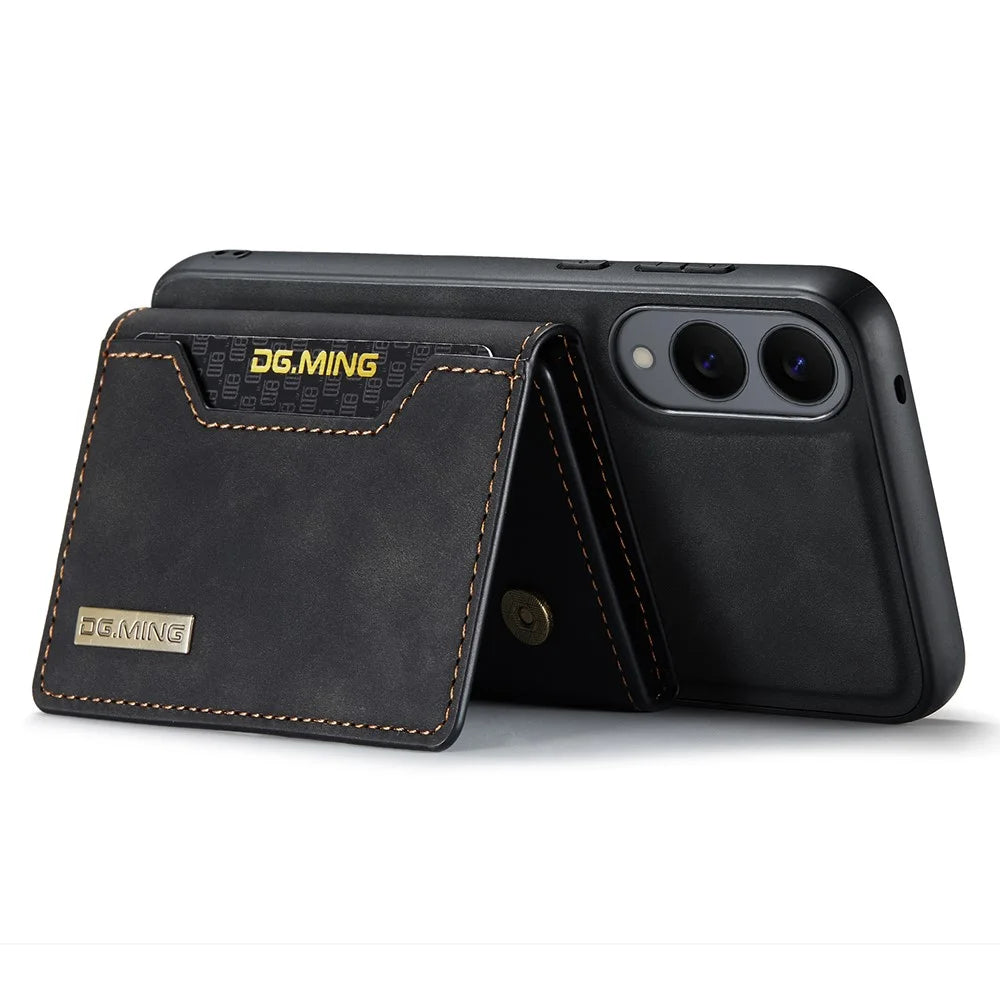 DG.MING M2 Series for Samsung Galaxy S25 Edge Case PU + PC + TPU Phone Cover Detachable Wallet - Black - 4