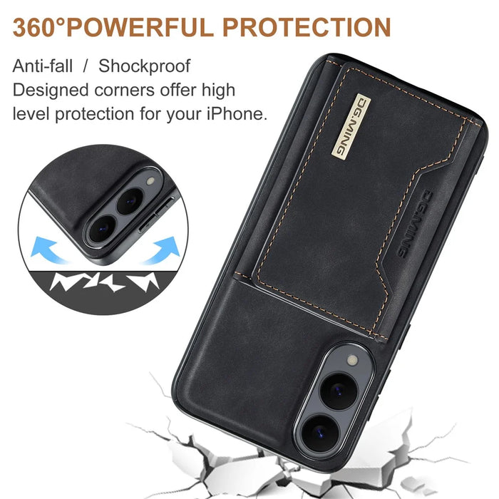 DG.MING M2 Series for Samsung Galaxy S25 Edge Case PU + PC + TPU Phone Cover Detachable Wallet - Black - 7