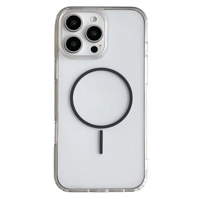 For iPhone 16 Pro Max Magnetic Case Acrylic TPU Clear Phone Back Cover - Black - 1