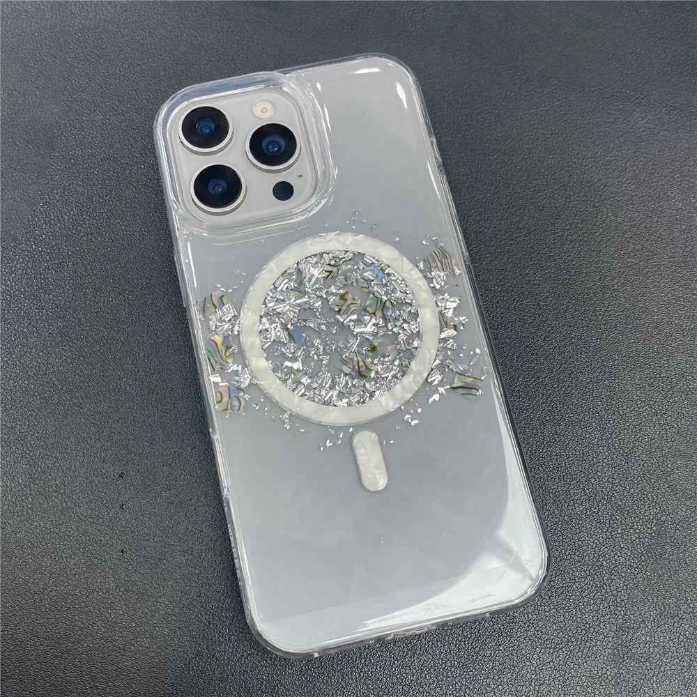 MOBEST For iPhone 15 Pro Max Magnetic Case Shell Shape Glitter Design TPU + PC Phone Cover - 5