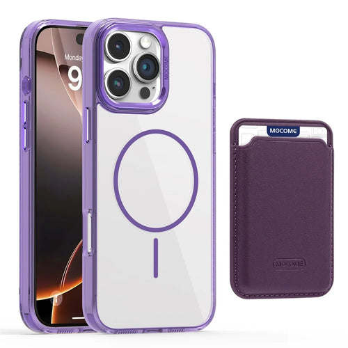 MOBEST For iPhone 16 Pro Max Magnetic Case with Detachable Card Holder TPU + PC Phone Back Cover - Purple - 1