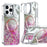 MOBEST For iPhone 15 Pro Magnetic Case Lens Frame Kickstand Epoxy Design TPU + PC Phone Back Cover - Purple - 1