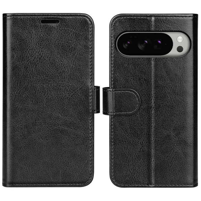 For Google Pixel 10 Pro XL Case Crazy Horse Texture Stand Leather Phone Cover - Black - 5