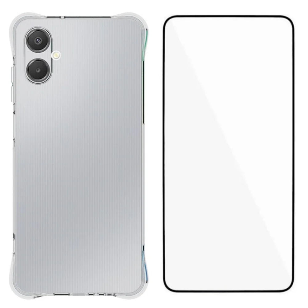 WANLONFENG For Samsung Galaxy A06 5G Case  WL Series 2.0mm TPU Phone Cover with Tempered Glass Film - Transparent - 1