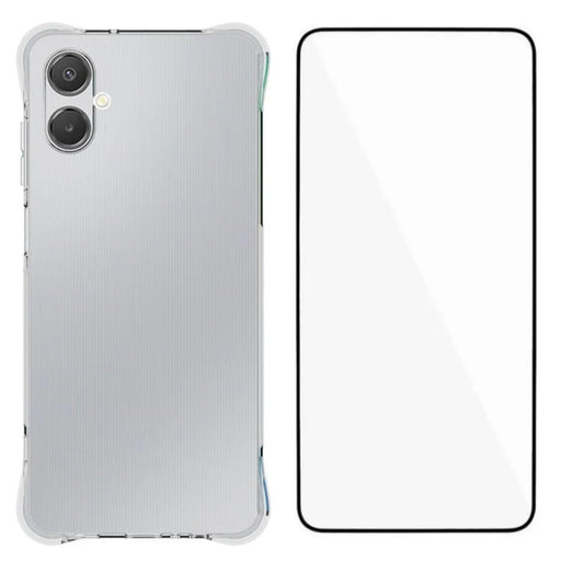 WANLONFENG For Samsung Galaxy A06 5G Case  WL Series 2.0mm TPU Phone Cover with Tempered Glass Film - Transparent - 1