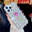For iPhone 14 Pro Max Case Glass Rhinestone Rose Shape Decor TPU Phone Back Cover - 3
