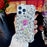 For iPhone 14 Pro Max Case Glass Rhinestone Rose Shape Decor TPU Phone Back Cover - 4