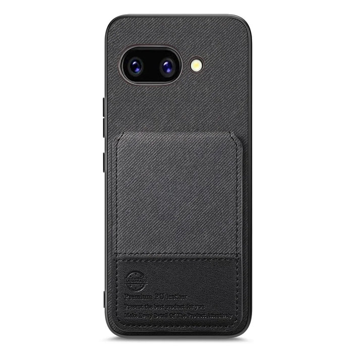 For Google Pixel 9a Case Cloth Texture Leather + PC + TPU RFID Blocking Phone Cover with Card Holder - Black - 3