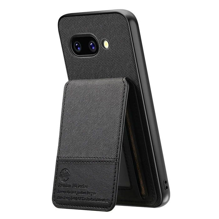 For Google Pixel 9a Case Cloth Texture Leather + PC + TPU RFID Blocking Phone Cover with Card Holder - Black - 4