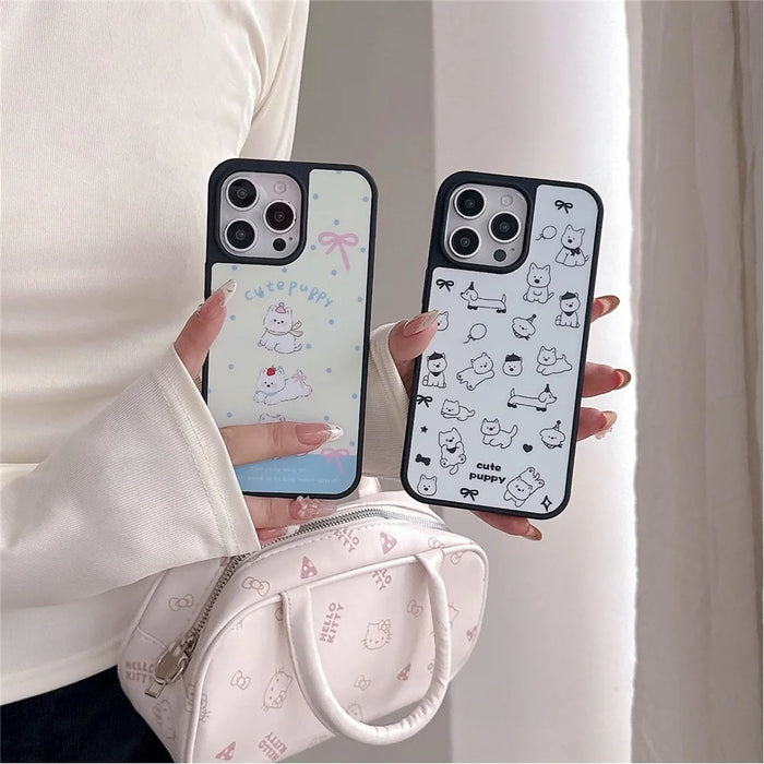 For iPhone 16 Pro Max Case Cute Simple Pattern Shockproof Acrylic Phone Cover - Three West Highland Terriers - 4