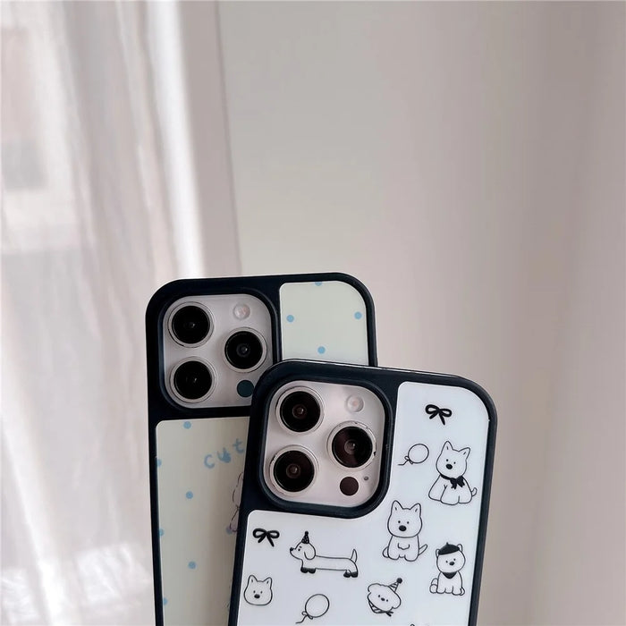 For iPhone 16 Pro Max Case Cute Simple Pattern Shockproof Acrylic Phone Cover - Three West Highland Terriers - 5