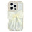 For iPhone 16 Pro Max Case Two Bow Epoxy Design TPU + PC Phone Back Cover Rhinestone Decor - Beige - 3