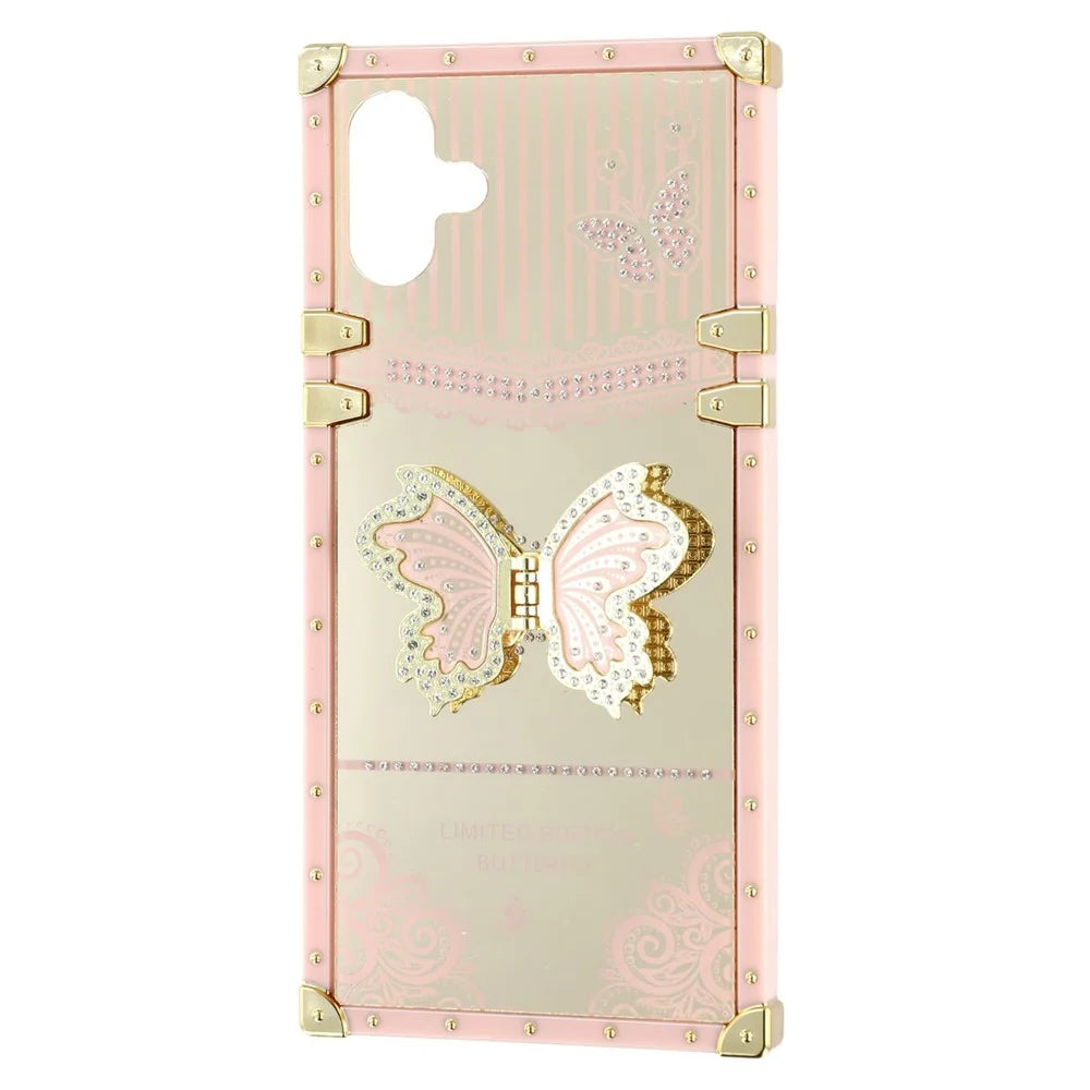 For Samsung Galaxy A06 4G / A06 5G Case Electroplated TPU + PC Phone Cover with Butterfly Kickstand - Pink - 3