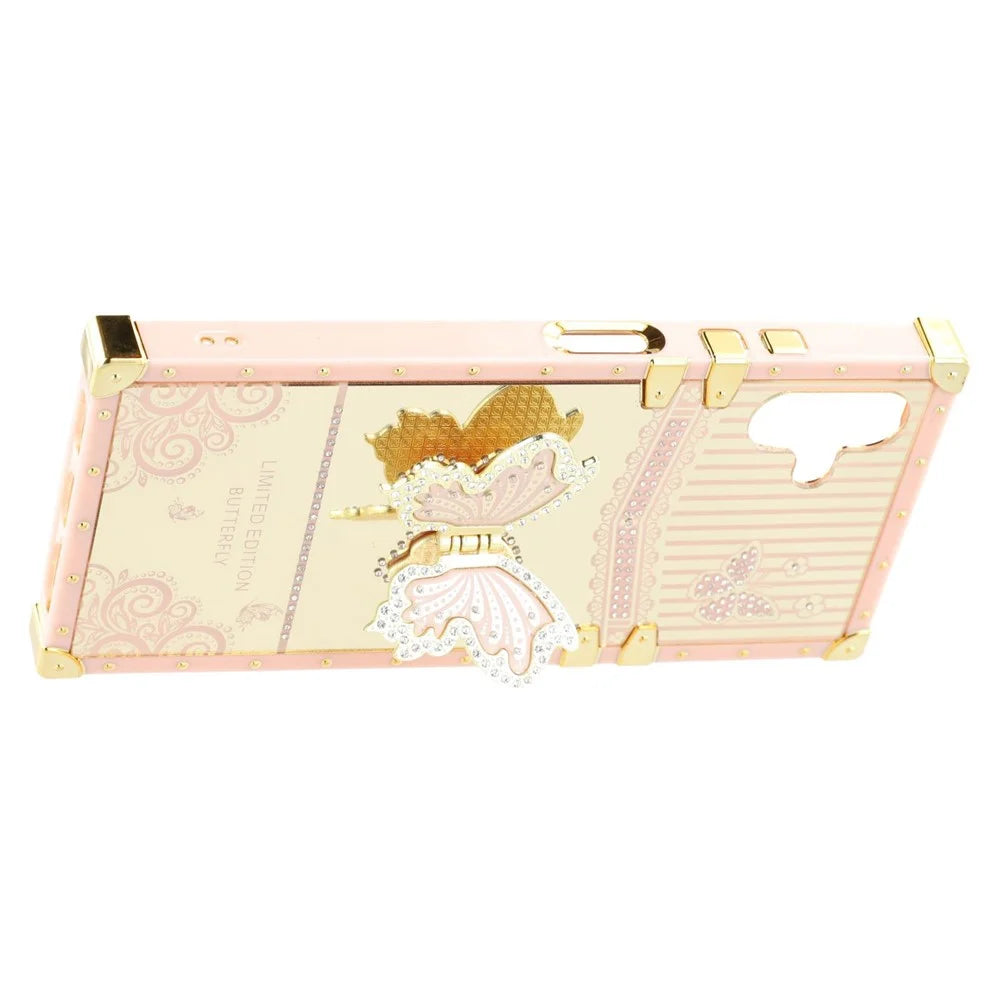 For Samsung Galaxy A06 4G / A06 5G Case Electroplated TPU + PC Phone Cover with Butterfly Kickstand - Pink - 4