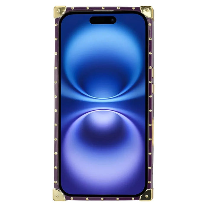 For iPhone 16 Case Electroplated TPU + PC Phone Cover with Butterfly Kickstand - Dark Purple - 2