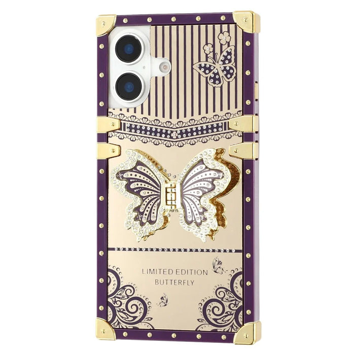 For iPhone 16 Plus Case Electroplated TPU + PC Phone Cover with Butterfly Kickstand - Dark Purple - 3