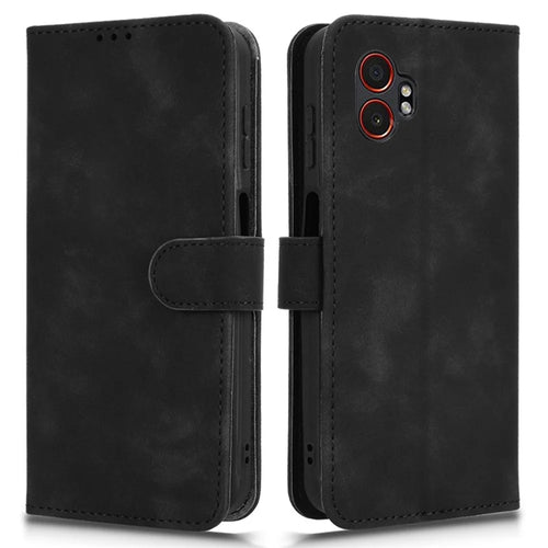 For Samsung Galaxy XCover7 Pro Leather Case Skin Feel Anti Drop Wallet Flip Phone Cover - Black - 1