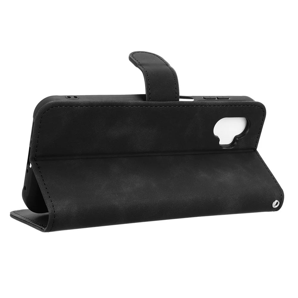 For Samsung Galaxy XCover7 Pro Leather Case Skin Feel Anti Drop Wallet Flip Phone Cover - Black - 3
