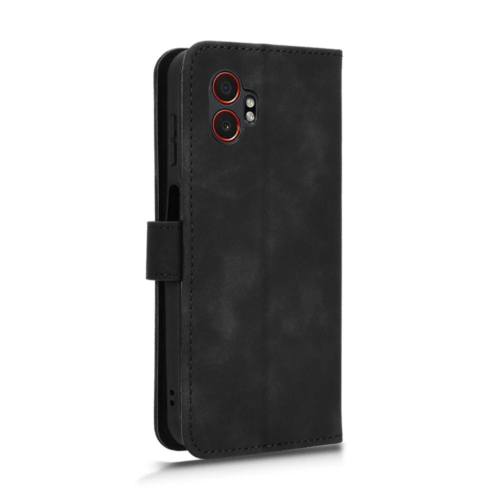 For Samsung Galaxy XCover7 Pro Leather Case Skin Feel Anti Drop Wallet Flip Phone Cover - Black - 5