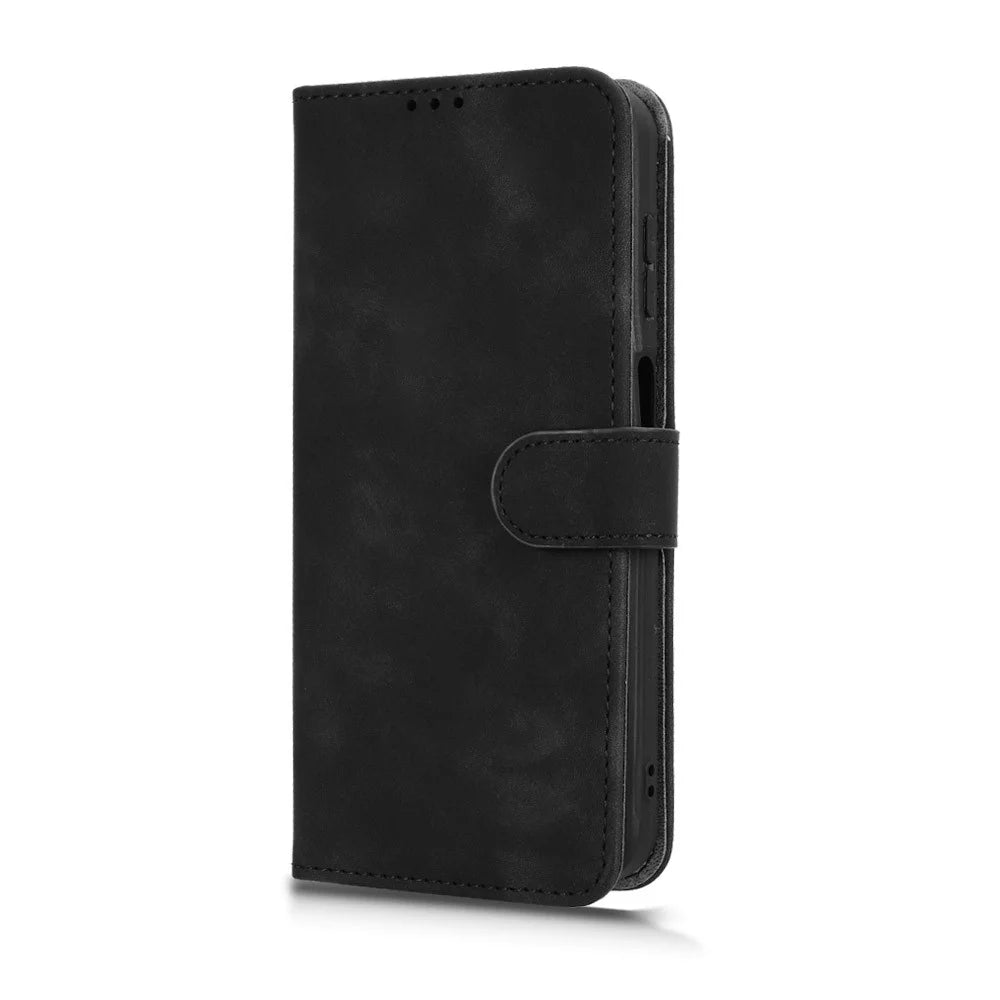 For Samsung Galaxy XCover7 Pro Leather Case Skin Feel Anti Drop Wallet Flip Phone Cover - Black - 6