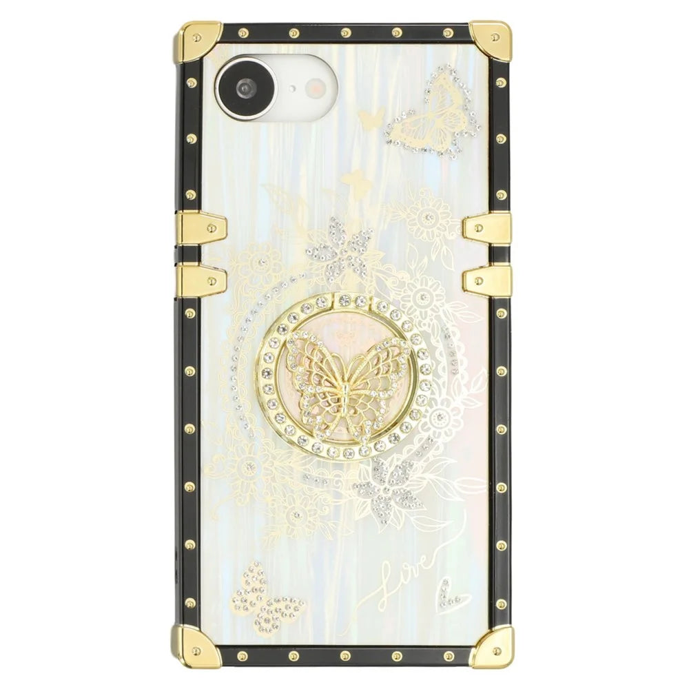 For iPhone 17e / 16e Cases Rhinestone Decor Butterfly Pattern TPU + PC Phone Cover - White - 3