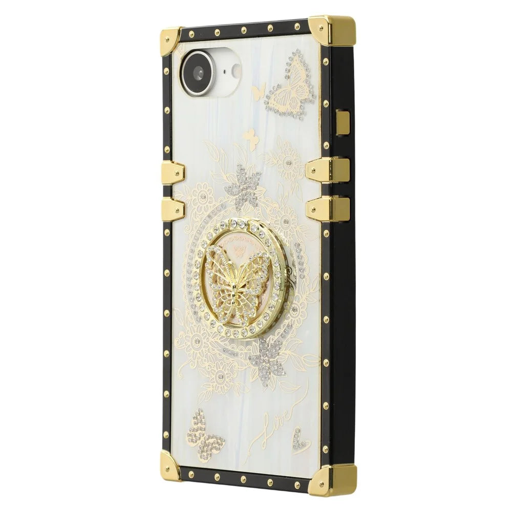 For iPhone 17e / 16e Cases Rhinestone Decor Butterfly Pattern TPU + PC Phone Cover - White - 4