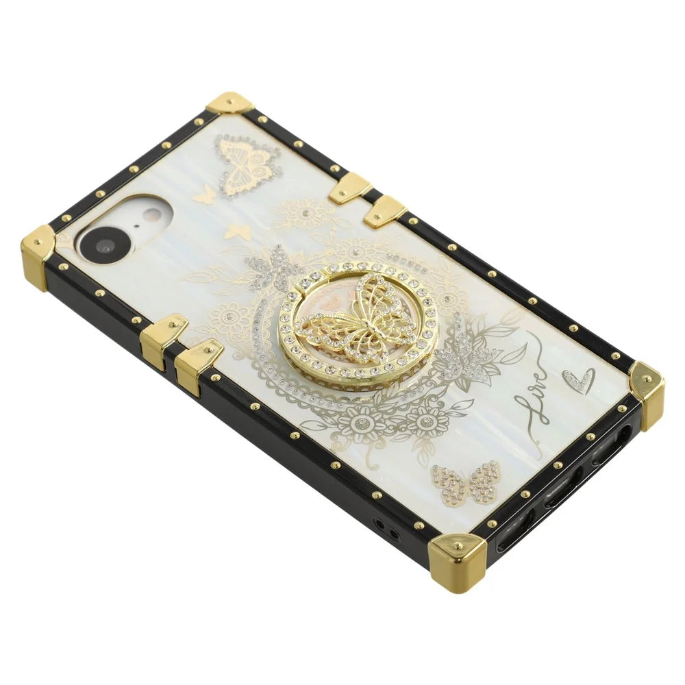 For iPhone 17e / 16e Cases Rhinestone Decor Butterfly Pattern TPU + PC Phone Cover - White - 6