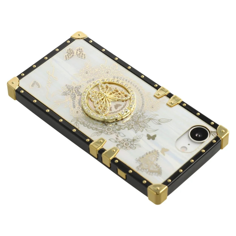 For iPhone 17e / 16e Cases Rhinestone Decor Butterfly Pattern TPU + PC Phone Cover - White - 7
