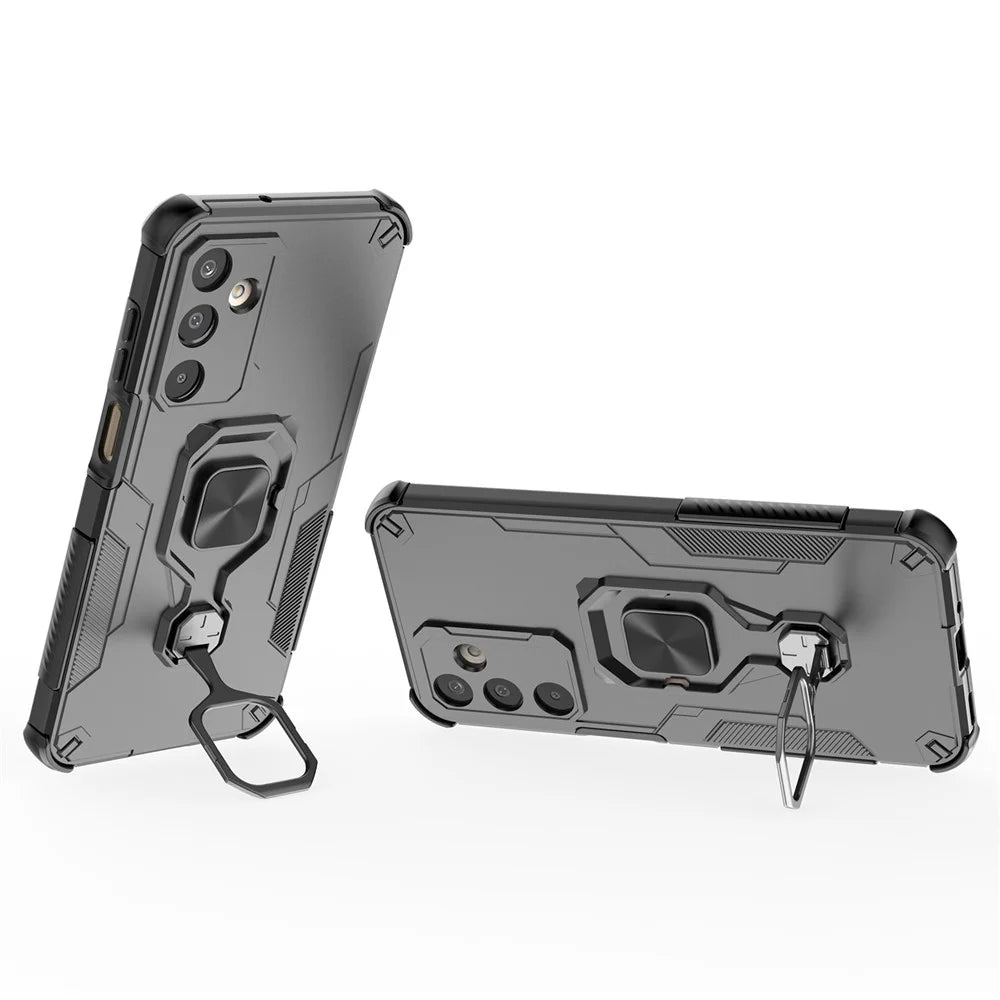 For Samsung Galaxy M16 5G Case Rotatable Ring Kickstand PC + TPU Shockproof Phone Cover - Black - 2
